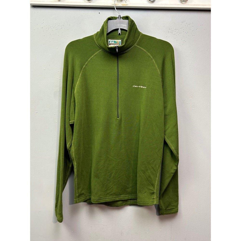 Nashbar Pullover Mens Medium Green Biking Quarter Zip Cycling Akwadyne USA